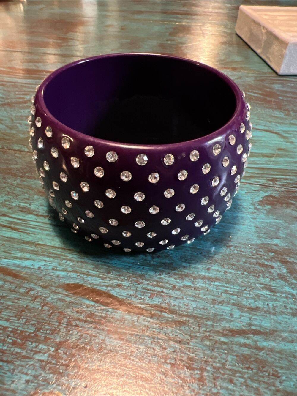 Y2K Purple Wide bracelet/bangle Rhinestones Lucite